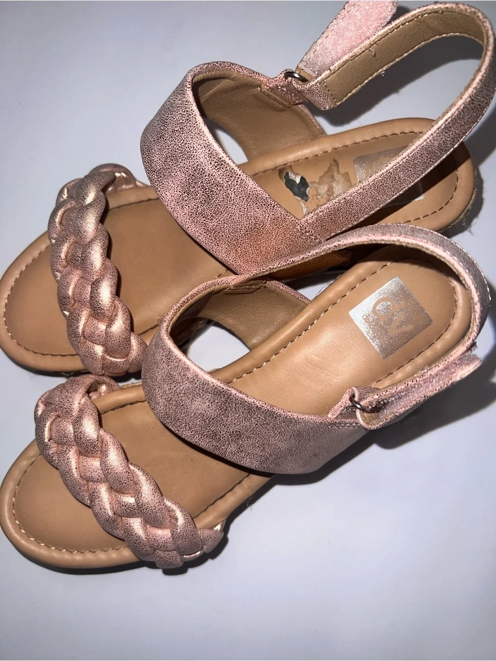 DV by Dolce Vita Girls Rose Gold Braided Strap Sandals